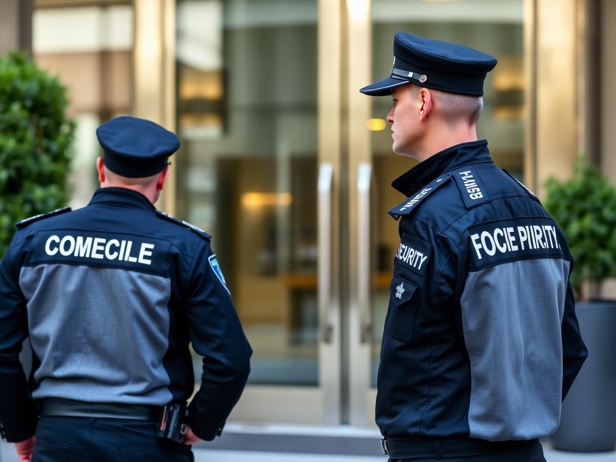 Security officers in professional branded uniforms